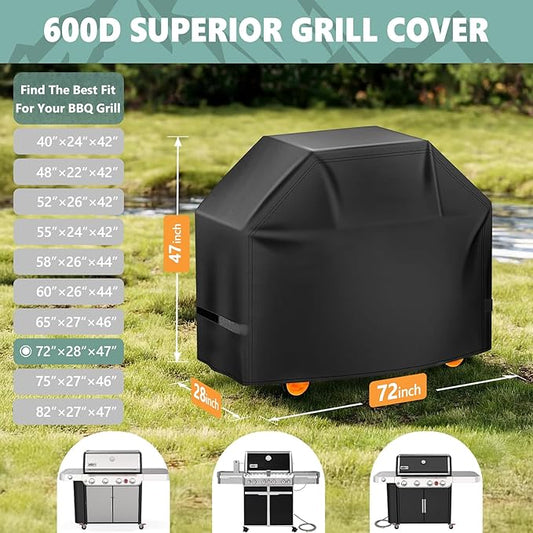 HomWanna Grill Cover 72 Inch - Superior BBQ Cover for Weber Summit 600 Series Gas Grill - 600D Large Outdoor Barbecue Covers for Weber 6 Burner Summit 670, Summit 620 and Genesis 600, Genesis 400