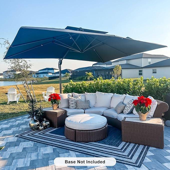 PURPLE LEAF 10' X 13' Double Top Cantilever Patio Umbrella Deluxe Large Outdoor Umbrella Rectangle Offset Umbrella with Fade Resistance for Garden Deck Pool Patio, Graphite Grey