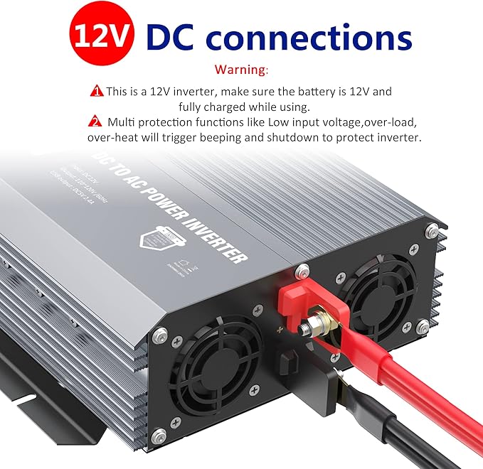 GIANDEL Power Inverter 2000W Modified Sine Wave DC 12V to AC 110V 120V with Wireless Remote Controller LED Display & 2.4 Amps USB Port for RV Truck Boat