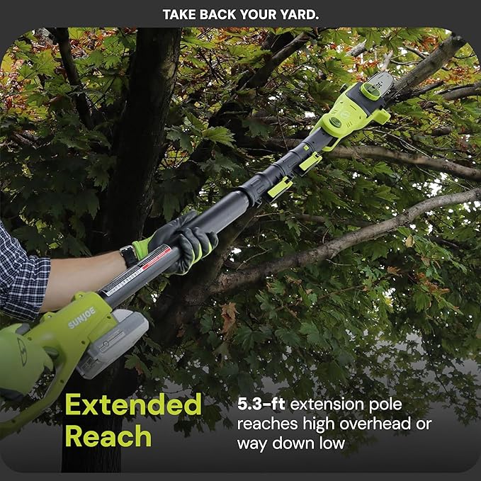 Sun Joe Cordless Lawn Care System, Grass & Hedge Trimmer Combo Power Tool Kit with 8” Pole Saw, Batteries & Charger - Heavy-Duty Trimming Machine Set for Lawn, Yard & Gardening Care, IONMAX GTS4002C