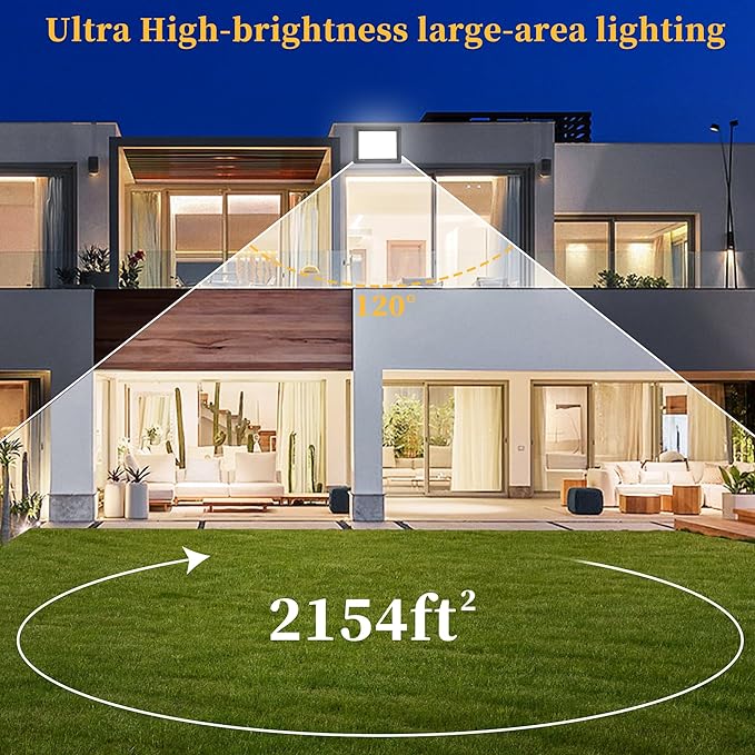 4 Pack 100W LED Flood Lights Outdoor Plug in, 10000 LM Super Bright Outdoor Lights, Portable IP66 Waterproof LED Work Light, 6000K Daylight White Floodlights for Garage Yard Garden Playground
