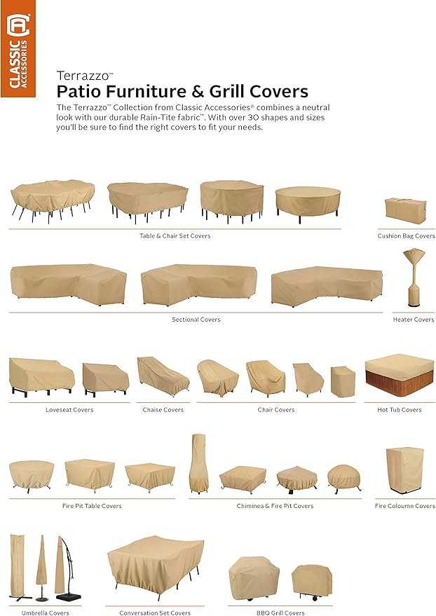 Classic Accessories Terrazzo Water-Resistant 58 Inch Patio Bench/Loveseat Cover, Outdoor Bench Cover
