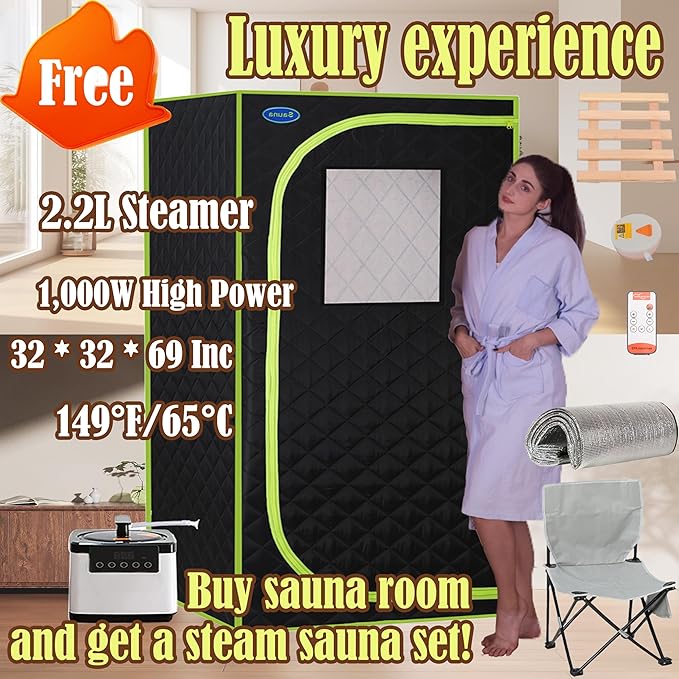 LTCCDSS Carbonized Composite Wood Outdoor Sauna 4-Person - Low EMF Far Infrared Sauna for Home - Bluetooth Speakers, LED Reading Lamps, Chromotherapy Lights (68.1 * 52.4 * 82.7 inch)