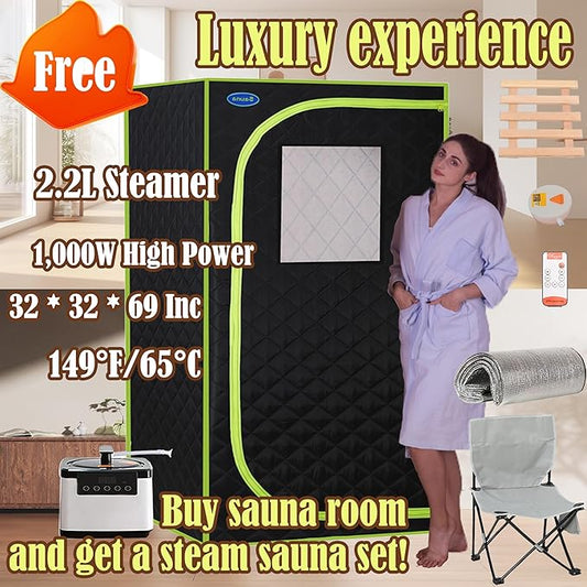 LTCCDSS Carbonized Composite Wood Outdoor Sauna 4-Person - Low EMF Far Infrared Sauna for Home - Bluetooth Speakers, LED Reading Lamps, Chromotherapy Lights (68.1 * 52.4 * 82.7 inch)