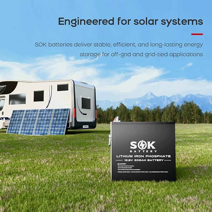 SOK Battery 12V 206Ah Heated LiFePO4 Metal Box SK12V206H