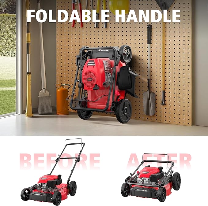 PowerSmart Gas Push Lawn Mower 21" with OHV 144cc Engine, 2-in-1 Mulching and Side Discharge,6 Height Adjustments Easy Assembly & Lightweight, Cordless Push Lawn Mowers for Garden Yard