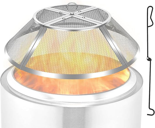 Fire Pit Shield for Solo Stove Ranger 15 Inch,Stainless Steel Spark Screen for Solo Ranger,Fire Pits Mesh Protector Cover Top Sparks Guard Outdoor Heavy Duty for Hot Embers-Silver