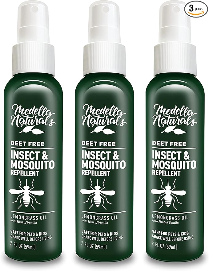 Deet-Free Insect & Mosquito Repellent Pack of 3 (2oz) – Nice Smelling Insect Repellent with Lemongrass Oil Safe for Pets and Kids – Bug Spray Against Mosquitoes, Gnats, Black Flies, and No-See-ums