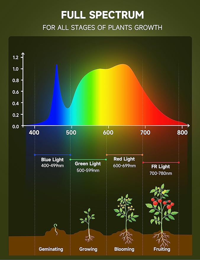 Grow Light Bulbs, Full Spectrum Light Bulb, A19 Grow Light Bulb, Plant Light Bulbs E26 Base, 9W Plant Grow Light Bulbs 100W Equivalent, Grow Light for Indoor Plants, Seeds, Flowers, 6 Pack