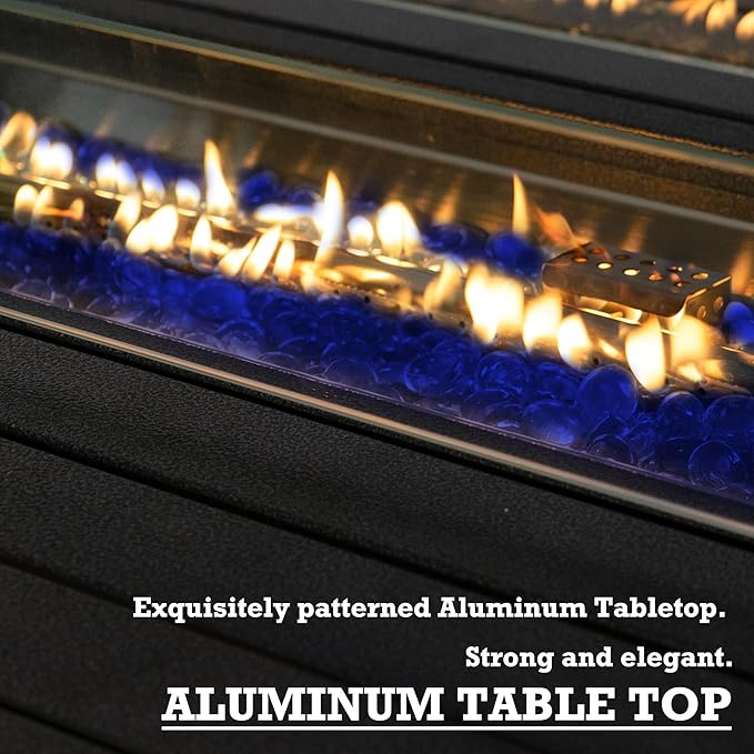 Kozyard Outdoor Patio Propane Gas Fire Pit Table - 50,000 BTU Wicker Design with Aluminum Tabletop, Glass Wind Guard, Clear Glass Rocks, and Slide Out Tank Holder - Ideal Patio Fire Table (Gray)
