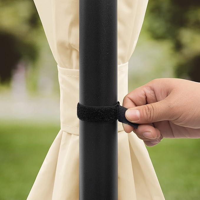 TOOLPORT Gazebo 10X10 Ft Approx. 5.31 Oz/Yd² Strong Polyester Fabric Pavilion with 4 Curtains