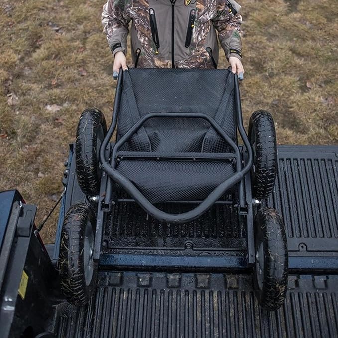 Hawk Crawler Multi-Use Folding Cart, Deer Hunting Fishing Cart w/ 500 Lb Capacity for Hauling Game, Bait, Hunting Gear, & Wood, Flat Dark Earth Gray