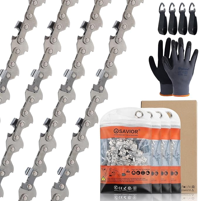 Savior 4 Pack 5 Inch Chainsaw Chain for WORX WG324 / WG324.9 / WG325 / WG325.9, for FASTCRAFT 2020X-L .043" Gauge 0.30" Pitch 28 Drive Links 5" Replacement Chain for WA0142