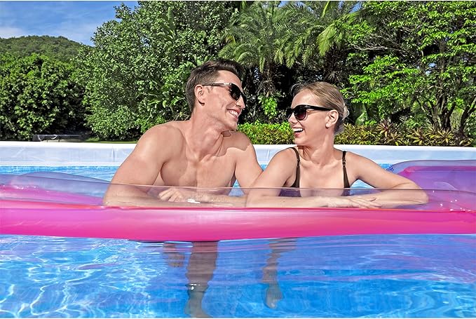 Bestway Power Steel 18' x 9' x 48" Rectangular Metal Frame Above Ground Outdoor Swimming Pool Set with 1,500 GPH Filter Pump, Ladder, and Pool Cover