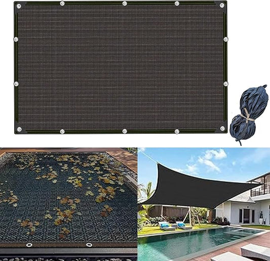 20x40 FT Pool Leaf Net Cover for Inground Pools or Above Ground Pools, Rectangle Mesh Pool Cover Swimming Pool Closing Kit, Multi-Function Sun Shade Carpet Outdoor for Pool, Patio, Garden, Yard