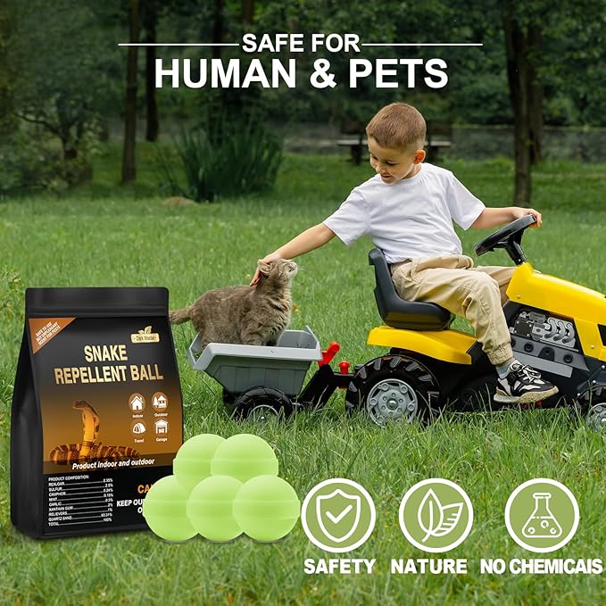 30 Pack Snake Repellent for Yard Powerful, Snake Away Repellent for Outdoors, Moth Balls for Outdoor Use