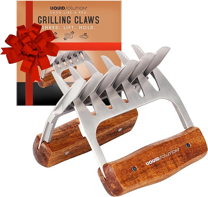 Premium 18/8 Stainless Steel Meat Shredder Claws with Wooden Handles – Effortlessly Shred, Pull & Serve Pork, Turkey, Chicken & Brisket – Perfect BBQ Gift Idea