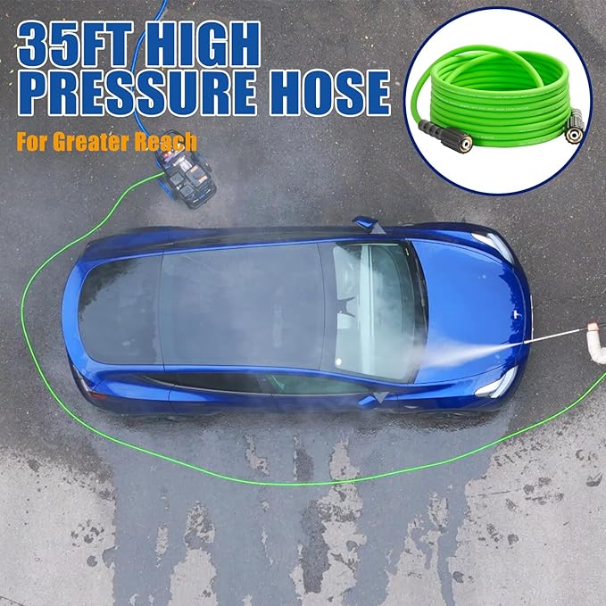 TOOLCY Gas Powered Pressure Washer, 3200 PSI and 2.6 Max GPM, 35FT Extended Power Hose, Kink-Less Swivel Gun with & 5 Nozzles, Reinforced Pump, for Cars/Fences/Driveways/Homes/Patios