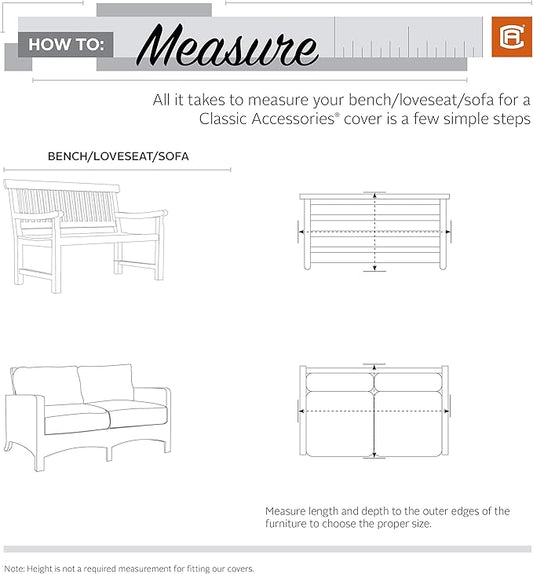 Classic Accessories Terrazzo Water-Resistant 58 Inch Patio Bench/Loveseat Cover, Outdoor Bench Cover