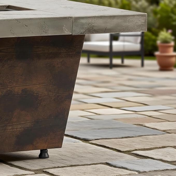 Propane Fire Pit Table, 42 Inch Firepits for Outside, Rectangle Gas Fire Pits for Outside Patio, Deck, Pool, 50000BTU, Tank Outside, Tank Not Included, Cement Grey