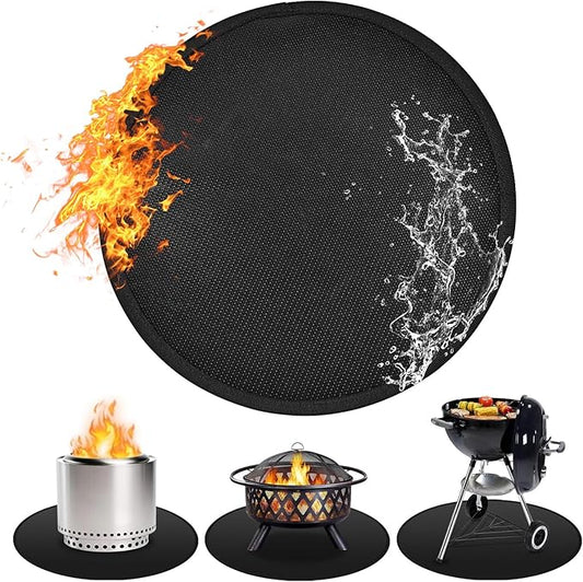 36" Round Fire Pit Mat for Solo Stove Bonfire, Fireproof Mats for Under Reusable Oil-Proof Waterproof BBQ Pad for Deck Patio Grass Outdoor Indoor Grill Solo Stove Accessories