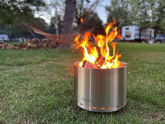 Torch & Porch 19.5 Inch Smokeless Stainless Steel Fire Pit with Weather Resistant Carry Bag