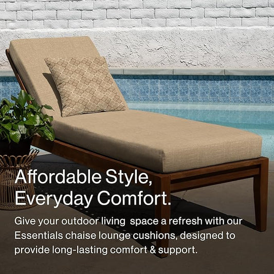 Honeycomb Outdoor Essentials Chaise Lounge, 21 x 70, Hampton Texture Neutral Chair Cushion for Patio Furniture