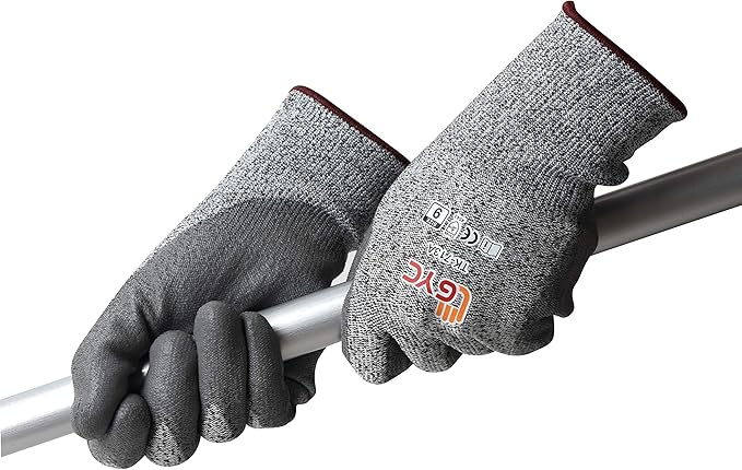 GYC Cut Resistant Safety Work Gloves - Level 5 Cut Protection, 10 PRS Pack - Excellent Dexterity, Breathability, Soft PU coated: TK-713A/Size 8(M)