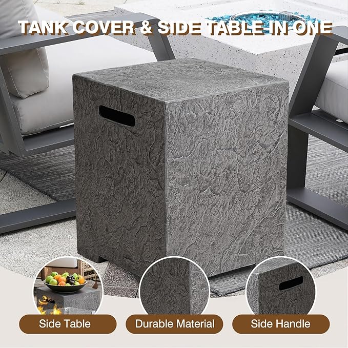 Outdoor Propane Fire Pit Table Set for Patio, Garden & Backyard (Dark Slate Gray, 48" Fire Table 3-Piece Set)