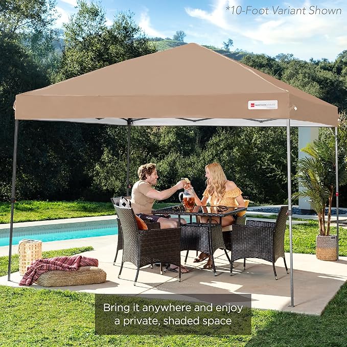 Best Choice Products 8x8ft 1-Person Setup Pop Up Canopy Tent Instant Portable Shelter w/ 1-Button Push, Case, 4 Weight Bags - Tan