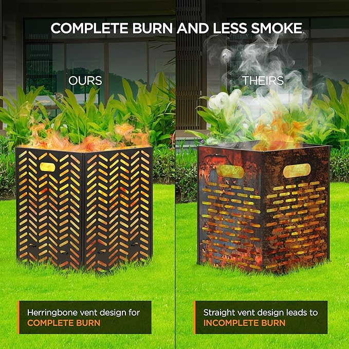 Burn Barrels for Outside for Burning Trash Incinerator Burn Cage for Paper Yard Waste Thick Container Drum Low Smoke Design
