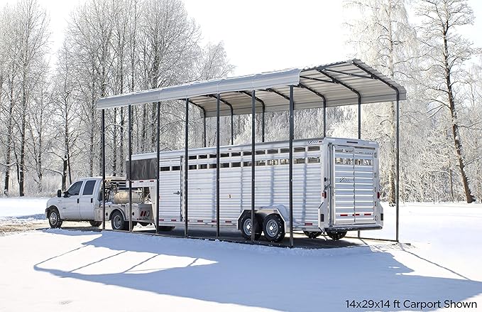 Arrow Carports Galvanized Steel Carport, RV Metal Carport Kit, 14' x 33' x 14', Eggshell