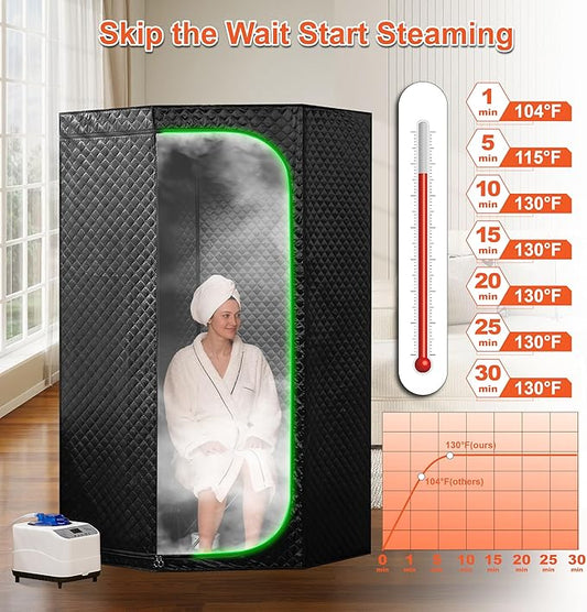 Steam Sauna Tent for Home, Portable Indoor Sauna with Powerful Steam Heating, Foldable Personal Spa for Relaxation & Recovery (Single Pentagonal, Black)