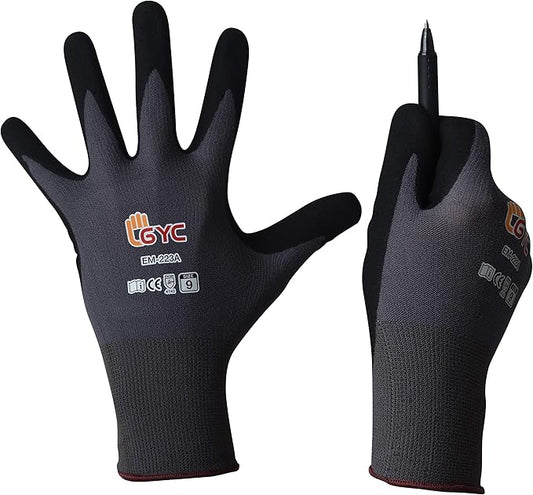 GYC Gloves, Sanitized, DIY Gardening, Food Contact ECO Micro Finish Safety Work Gloves - 10 Pairs Pack - General Work Glove, Comfortable Grip, Anti-Slip (EM-223A / SIZE 10 - X-Large)