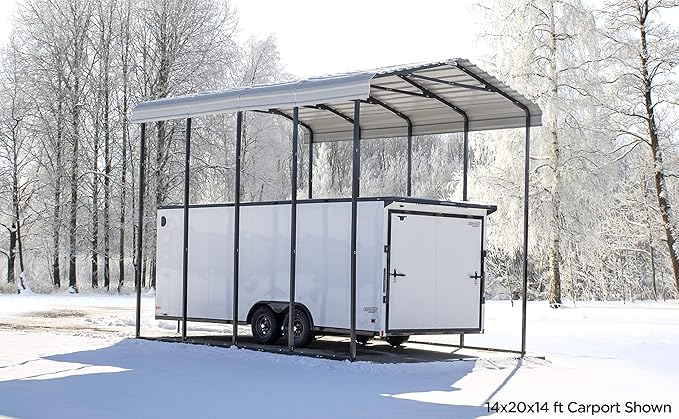 Arrow Carports Galvanized Steel Carport, RV Metal Carport Kit, 14' x 38' x 14', Charcoal