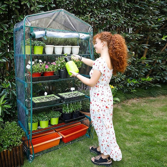 Worth Garden 50% Extra Wide Mini Greenhouse 5 Tier Portable Plant Green House 40in Wide -Sturdy Gardening Shelves with PVC Cover - Indoor & Outdoor Wheatgrass Growing - 19″x40″x75″