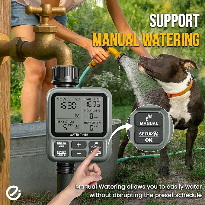 Water Timer for Garden Hose - Programmable Sprinkler Timer | Water Hose Timers with Automatic, Manual and Rain Delay Mode | Watering Timers for Garden, Lawns, Greenhouses, Backyard