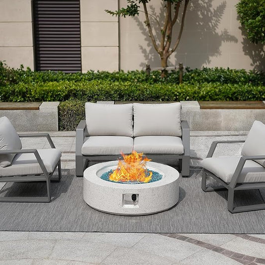 NAGA HABNA 41 Inch Propane Fire Pit Table, Rectangle Outdoor Fire Table w Blue Fire Glass (50,000 BTU), Gas Fire Pit w Waterproof Cover for Garden, Pool, Backyard