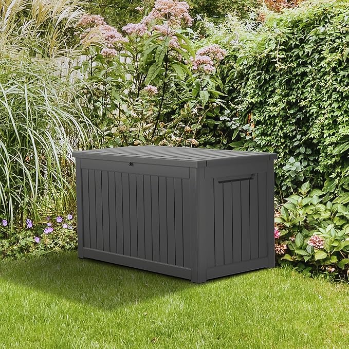 281 gallon Deck Boxes Resin Material Outside Storage Box Large Storage Bins with Lids Deck Boxes Outdoor Waterproof for Outdoor Use