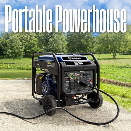 Westinghouse 10000 Peak Watt Portable Open Frame Inverter Generator, Remote Electric Start with Auto Choke, Transfer Switch Ready, Gas Powered, CO Sensor