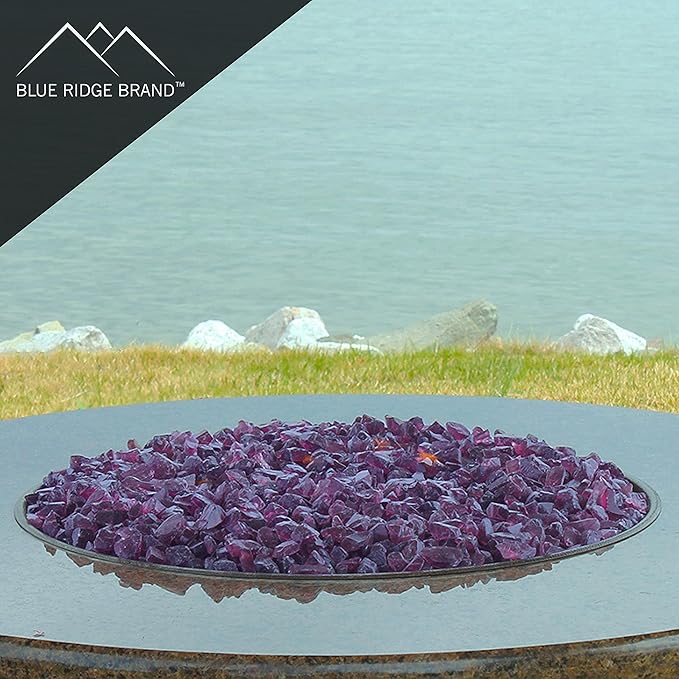 Fire Glass - Glass Stones for Fire Pit & Fireplace - Gas & Propane (10 Pound, Purple)