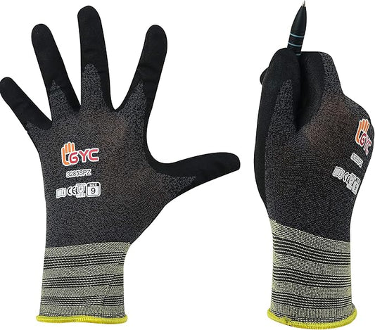 GYC Gloves, Sanitized, DIY Gardening, Super Slim Water-based PU ECO Micro Finish Safety Work Gloves - 10 Pairs Pack - Comfortable Grip, Anti-Slip (3285SPZ / SIZE 7 - Small)
