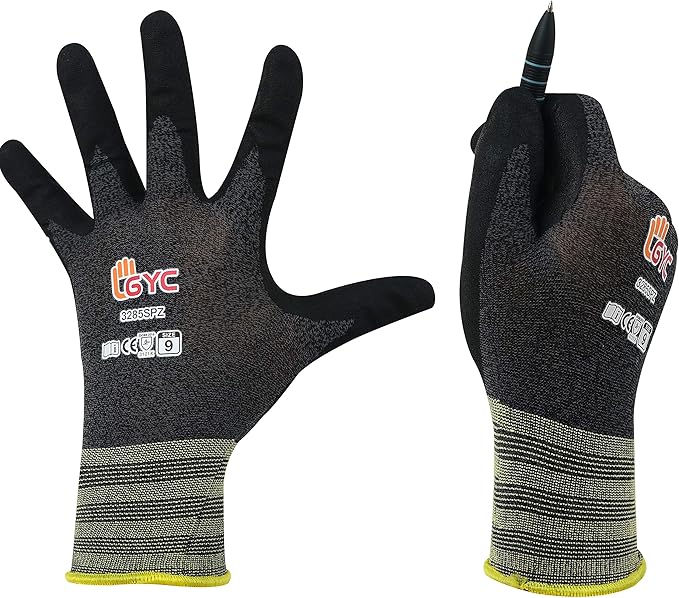 GYC Gloves, Sanitized, DIY Gardening, Super Slim Water-based PU ECO Micro Finish Safety Work Gloves - 10 Pairs Pack - Comfortable Grip, Anti-Slip (3285SPZ / SIZE 11 - XX-Large)