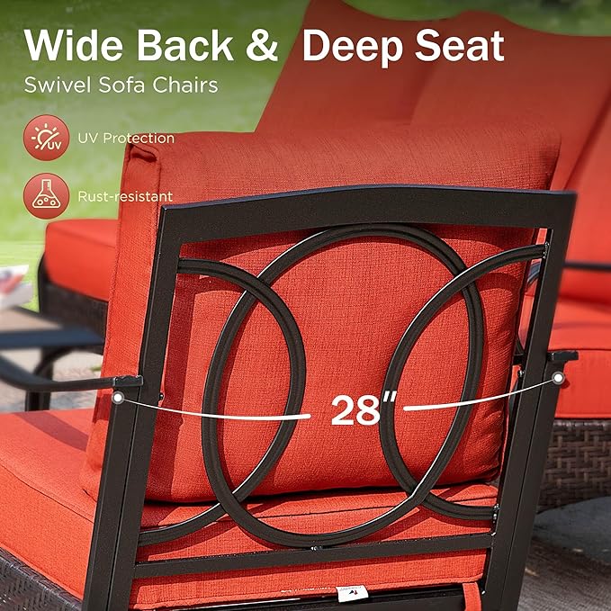 Rocking Patio Sofa Chairs - 2 PCS Outdoor Rocking Armchairs, Patio Seating with High Back Deep Seat for Porch Deck Balcony