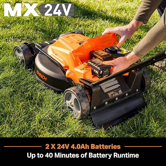 LawnMaster CLMF4819X 19-inch Brushless Cordless Lawn Mower with 2X24V MAX* 4.0Ah Battery and a Dual Charger 6 Cutting Position