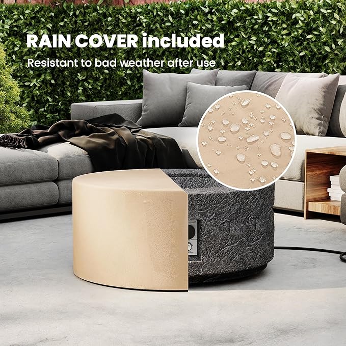 SUNBURY Outdoor Fire Table 28 Inch, 50000 BTU Propane Fire Pit Table with Auto-Ignition, Weatherproof Gas Fire Pit for Patio, Backyard, Deck - Modern Design Multi-Functional Fire Table