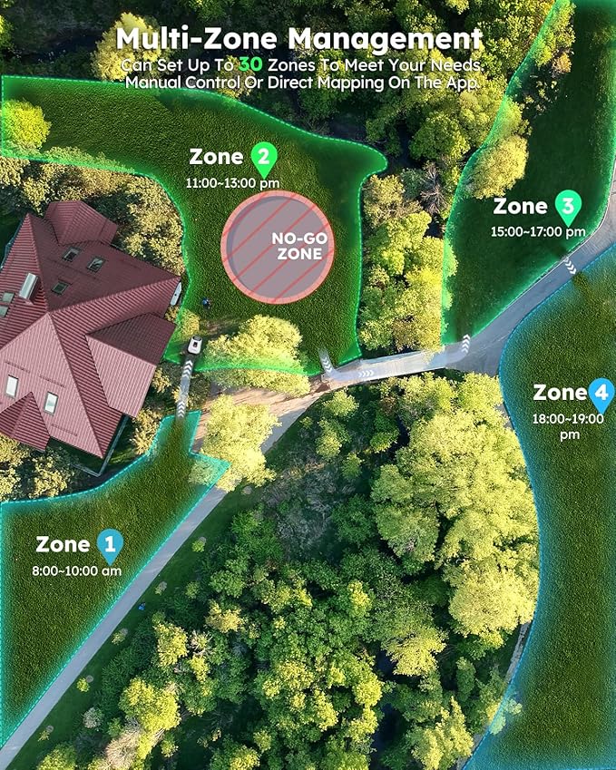 Robot Lawn Mower NO Wire - 0.84 Acre, Full Band RTK+4-Eye Vision Robotic Lawnmower, Automatic Mapping, 30 Multi-Zone Management, Accurate Obstacle Avoidance, Intelligent Path Planning, APP Control