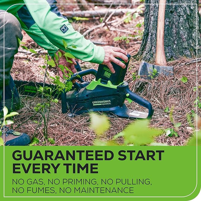 Greenworks 82V 20" Brushless (3.4 kW) Cordless Chainsaw (205 Cuts Per Charge), 4.0Ah Battery and Dual Port Rapid Charger (Great For Landscapers and Professionals)