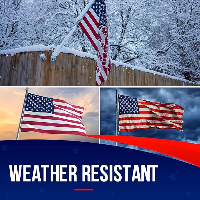 American Flags for Outside 3X5 (Pack of 5) -American Flag 3x5 with Embroidered Stars and Sewn Stripes US Flag 3x5 Heavy Duty Outdoor Made in USA for High Wind- All Weather Flags