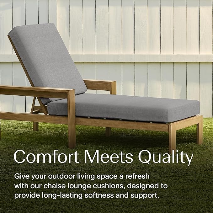 Honeycomb Outdoor Heritage Chaise, 22.5" W x 70" L, Textured Solid Platinum Grey Chair Cushion for Patio Furniture